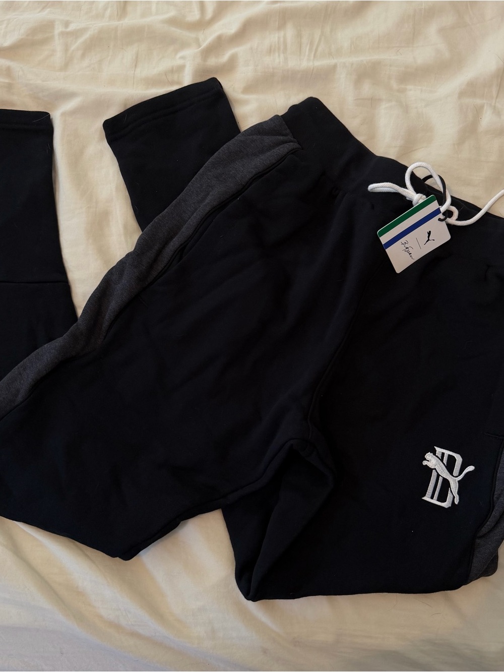 Puma x Big Sean Black Jogger Sweatpants with Gray Side Panels